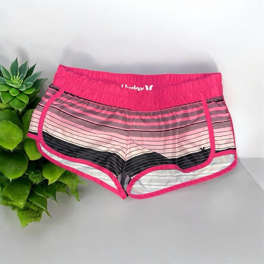 Hurley Vibrant Pink and Black Athletic Shorts